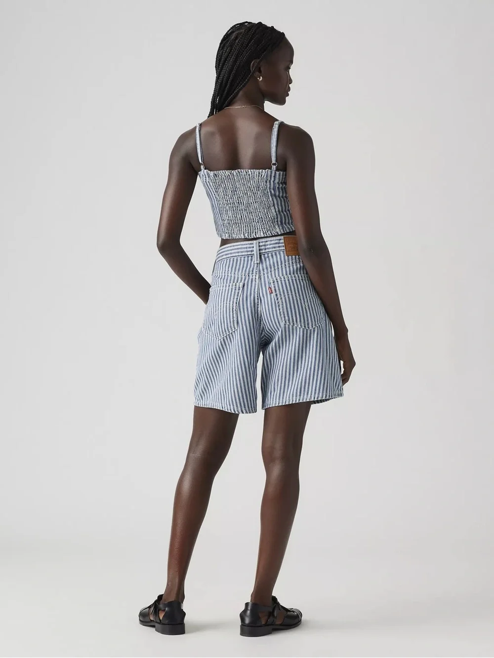 Levi's Blue and White Stripe Denim Bermudas